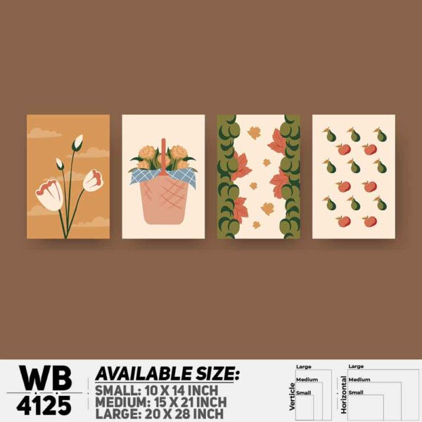 DDecorator Flower & Leaf Abstract Art (Set of 4) Wall Decoration And Home Decoration PVC Wall Board And Wall Canvas - WB4125