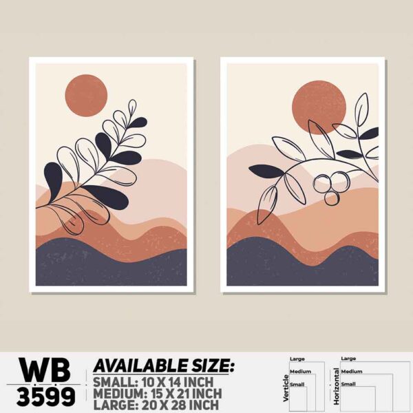 DDecorator Leaf & Horizon Artwork (Set of 2) Wall Decoration And Home Decoration PVC Wall Board And Wall Canvas - WB3599