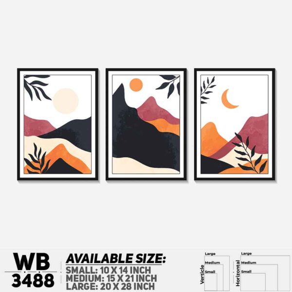 DDecorator Landscape Horizon Art (Set of 3) Wall Decoration And Home Decoration PVC Wall Board And Wall Canvas - WB3488