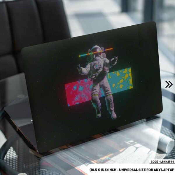 Neon Art Outer Space With Astronaut Illustration Matte Finished Removable Waterproof Laptop Sticker & Laptop Skin (Including FREE Accessories) - LSKN2544 - DDecorator