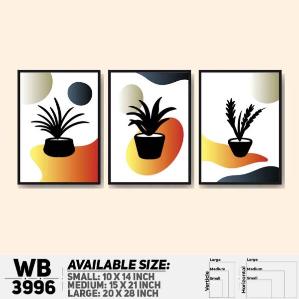 DDecorator Flower & Leaf Abstract Art (Set of 3) Wall Decoration And Home Decoration PVC Wall Board And Wall Canvas - WB3996