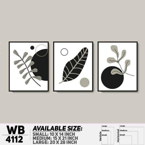 DDecorator Leaf With Abstract Art (Set of 3) Wall Decoration And Home Decoration PVC Wall Board And Wall Canvas - WB4112