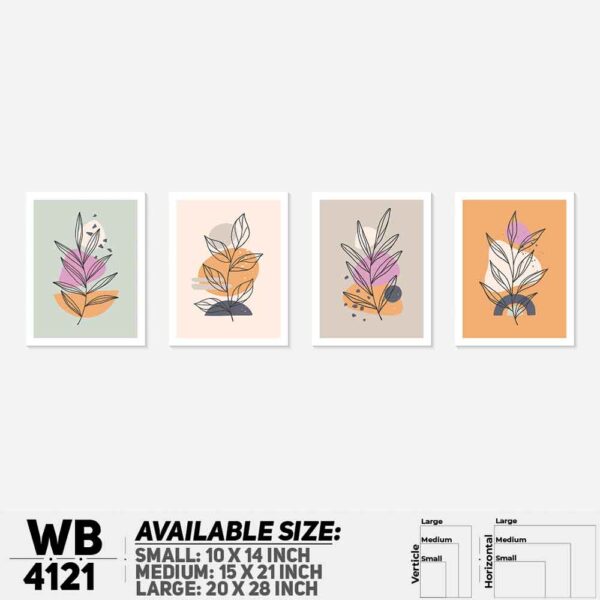 DDecorator Flower & Leaf With Vase (Set of 4) Wall Decoration And Home Decoration PVC Wall Board And Wall Canvas - WB4121