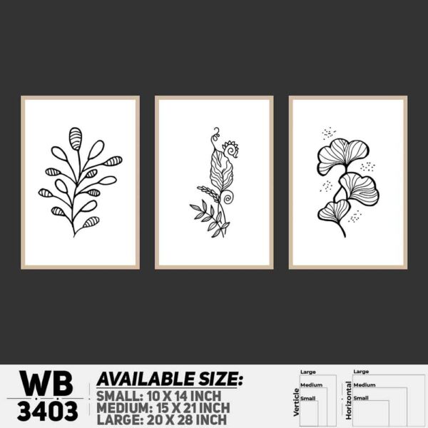 DDecorator Flower And Leaf ArtWork (Set of 3) Wall Decoration And Home Decoration PVC Wall Board And Wall Canvas - WB3403