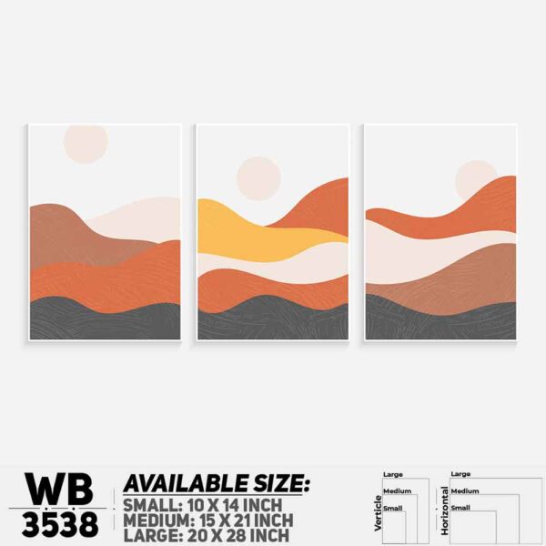 DDecorator Landscape Horizon Art (Set of 3) Wall Decoration And Home Decoration PVC Wall Board And Wall Canvas - WB3538
