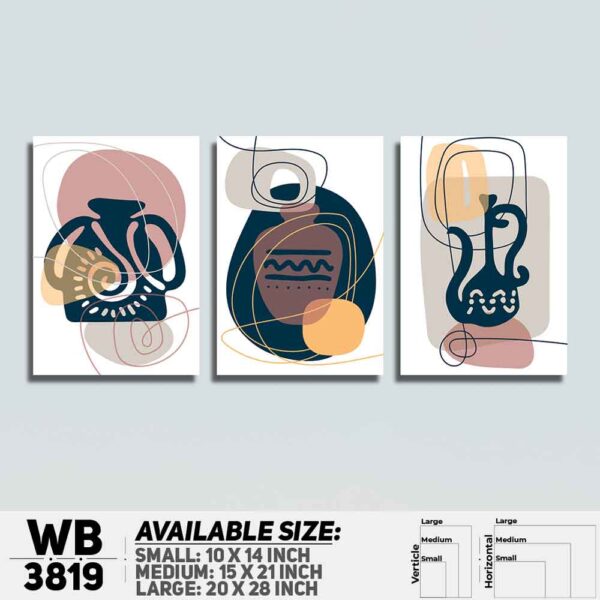 DDecorator Abstract ArtWork (Set of 3) Wall Decoration And Home Decoration PVC Wall Board And Wall Canvas - WB3819