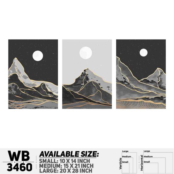 DDecorator Abstract ArtWork (Set of 3) Wall Decoration And Home Decoration PVC Wall Board And Wall Canvas - WB3460