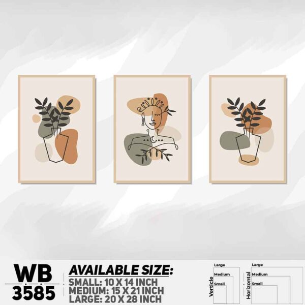 DDecorator Leaf & Line Art ArtWork (Set of 3) Wall Decoration And Home Decoration PVC Wall Board And Wall Canvas - WB3585
