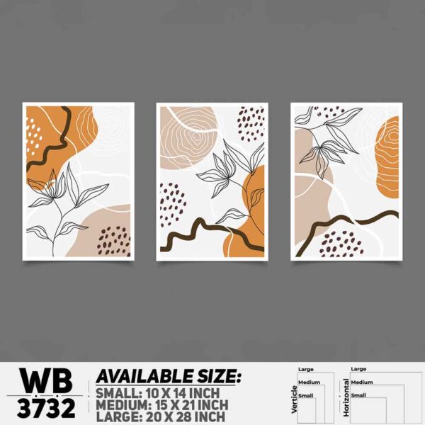 DDecorator Flower And Leaf ArtWork (Set of 3) Wall Decoration And Home Decoration PVC Wall Board And Wall Canvas - WB3732