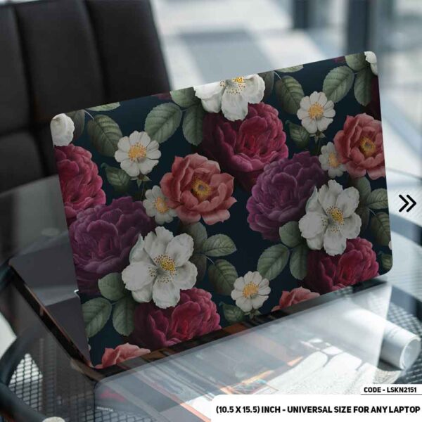 Flower Pattern Floral Design Matte Finished Removable Waterproof Laptop Sticker & Laptop Skin (Including FREE Accessories) - LSKN2151 - DDecorator