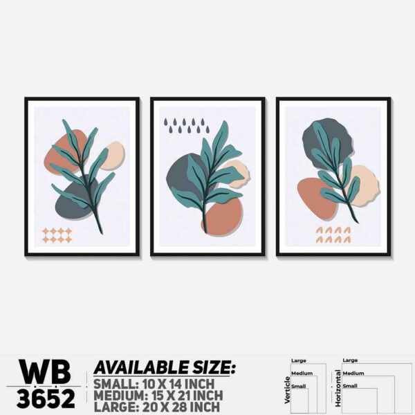 DDecorator Flower And Leaf ArtWork (Set of 3) Wall Decoration And Home Decoration PVC Wall Board And Wall Canvas - WB3652