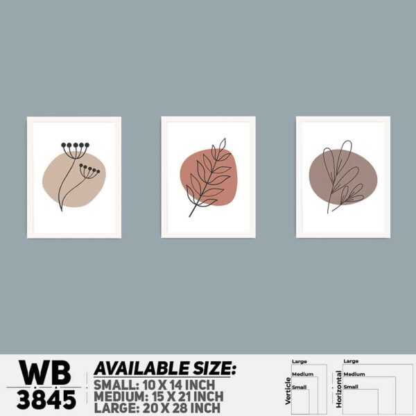 DDecorator Flower And Leaf ArtWork (Set of 3) Wall Decoration And Home Decoration PVC Wall Board And Wall Canvas - WB3845