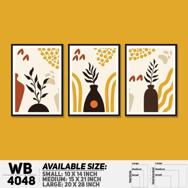 DDecorator Flower & Leaf With Vase (Set of 3) Wall Decoration And Home Decoration PVC Wall Board And Wall Canvas - WB4048