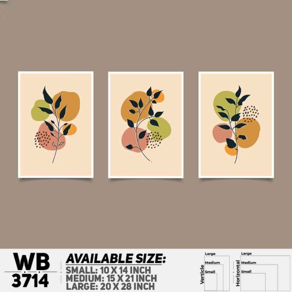 DDecorator Flower And Leaf ArtWork (Set of 3) Wall Decoration And Home Decoration PVC Wall Board And Wall Canvas - WB3714