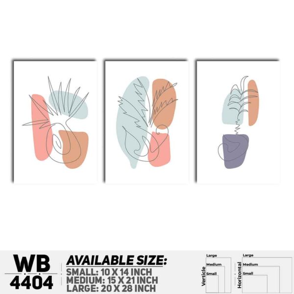 DDecorator Flower & Leaf Abstract Art (Set of 3) Wall Decoration And Home Decoration PVC Wall Board And Wall Canvas - WB4404