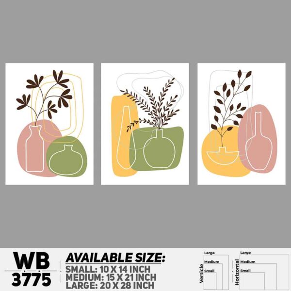 DDecorator Flower And Leaf ArtWork (Set of 3) Wall Decoration And Home Decoration PVC Wall Board And Wall Canvas - WB3775