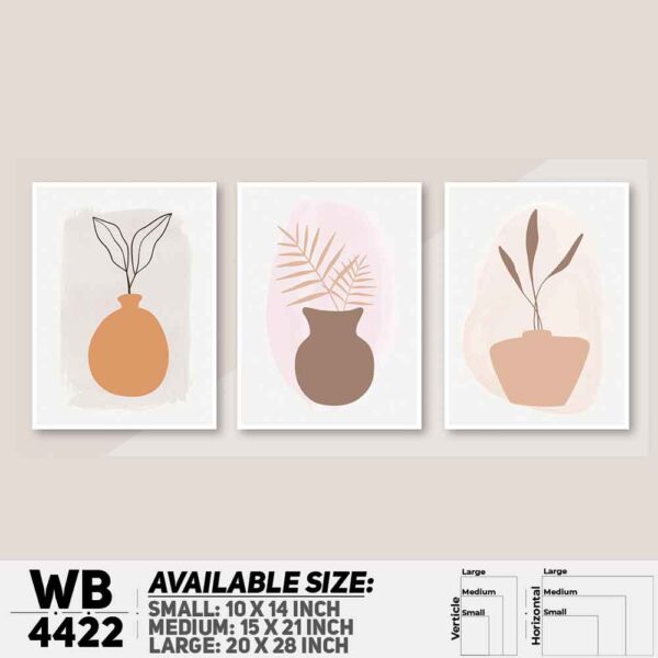 DDecorator Flower & Leaf With Vase (Set of 3) Wall Decoration And Home Decoration PVC Wall Board And Wall Canvas - WB4422