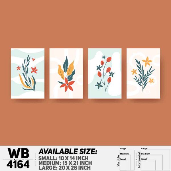 DDecorator Flower & Leaf (Set of 4) Wall Decoration And Home Decoration PVC Wall Board And Wall Canvas - WB4164