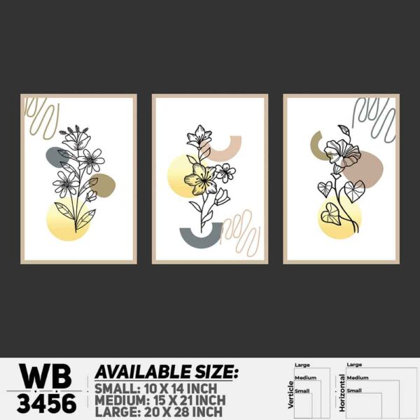 DDecorator Flower And Leaf ArtWork (Set of 3) Wall Decoration And Home Decoration PVC Wall Board And Wall Canvas - WB3456
