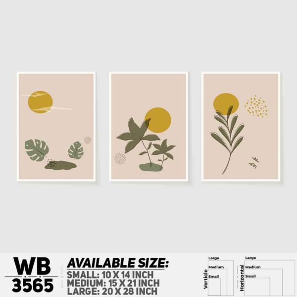 DDecorator Flower And Leaf ArtWork (Set of 3) Wall Decoration And Home Decoration PVC Wall Board And Wall Canvas - WB3565