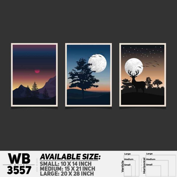 DDecorator Landscape Horizon Art (Set of 3) Wall Decoration And Home Decoration PVC Wall Board And Wall Canvas - WB3557