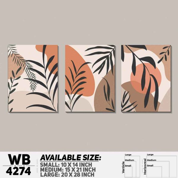 DDecorator Leaf With Abstract Art (Set of 3) Wall Decoration And Home Decoration PVC Wall Board And Wall Canvas - WB4274