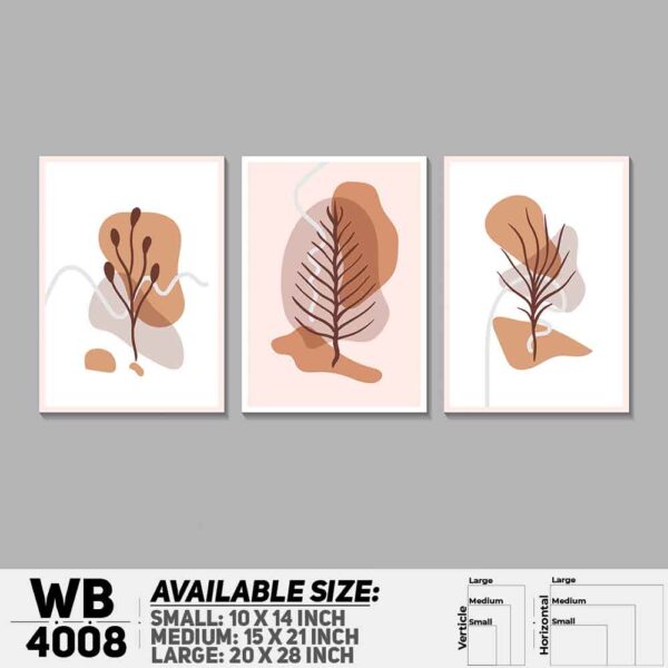 DDecorator Leaf With Abstract Art (Set of 3) Wall Decoration And Home Decoration PVC Wall Board And Wall Canvas - WB4008
