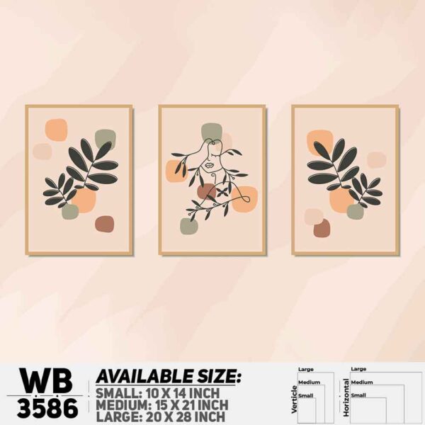 DDecorator Leaf & Line Art ArtWork (Set of 3) Wall Decoration And Home Decoration PVC Wall Board And Wall Canvas - WB3586