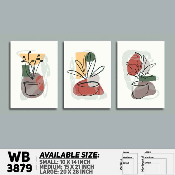 DDecorator Flower And Leaf ArtWork (Set of 3) Wall Decoration And Home Decoration PVC Wall Board And Wall Canvas - WB3879