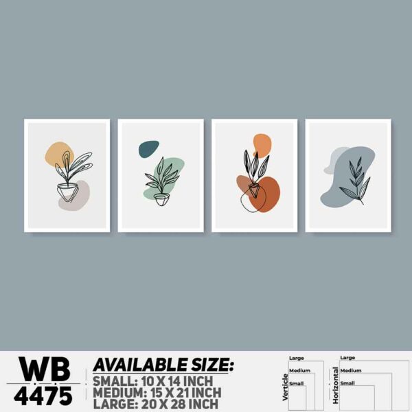 DDecorator Leaf With Abstract Art (Set of 4) Wall Decoration And Home Decoration PVC Wall Board And Wall Canvas - WB4475