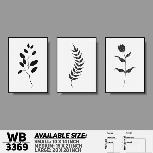 DDecorator Flower And Leaf ArtWork (Set of 3) Wall Decoration And Home Decoration PVC Wall Board And Wall Canvas - WB3369