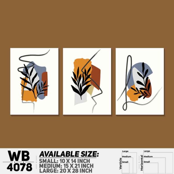 DDecorator Leaf With Abstract Art (Set of 3) Wall Decoration And Home Decoration PVC Wall Board And Wall Canvas - WB4078