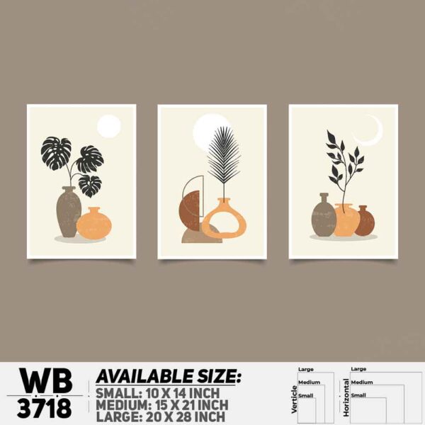 DDecorator Flower And Leaf ArtWork (Set of 3) Wall Decoration And Home Decoration PVC Wall Board And Wall Canvas - WB3718