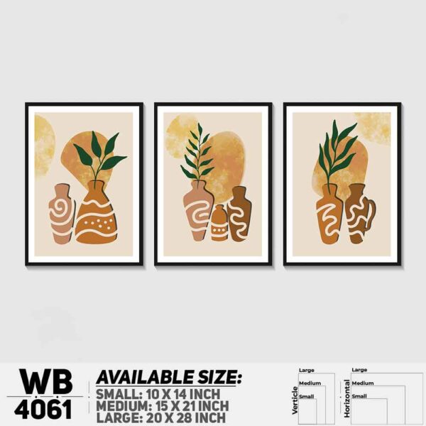 DDecorator Flower & Leaf With Vase (Set of 3) Wall Decoration And Home Decoration PVC Wall Board And Wall Canvas - WB4061