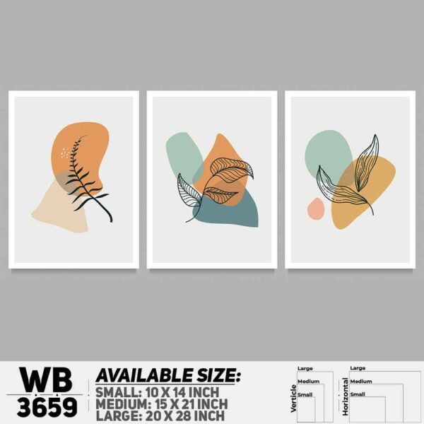 DDecorator Flower And Leaf ArtWork (Set of 3) Wall Decoration And Home Decoration PVC Wall Board And Wall Canvas - WB3659