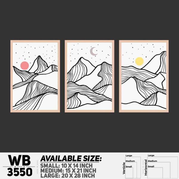DDecorator Landscape Horizon Art (Set of 3) Wall Decoration And Home Decoration PVC Wall Board And Wall Canvas - WB3550