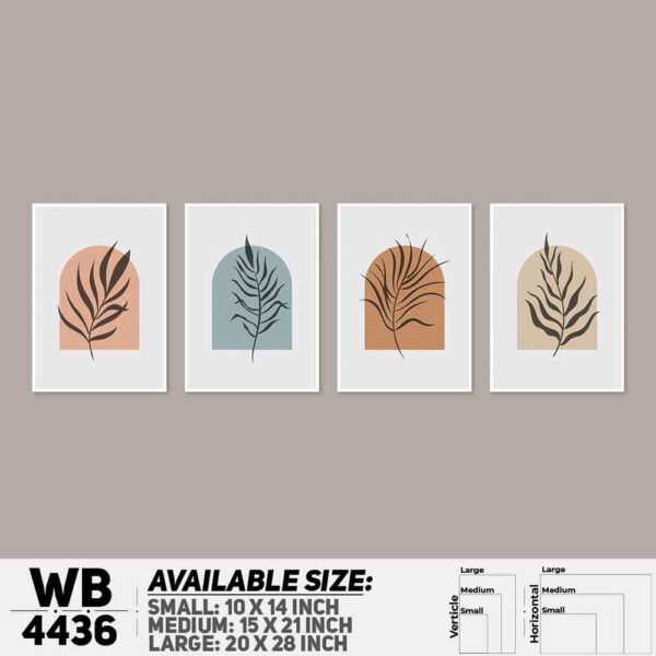 DDecorator Leaf With Abstract Art (Set of 4) Wall Decoration And Home Decoration PVC Wall Board And Wall Canvas - WB4436