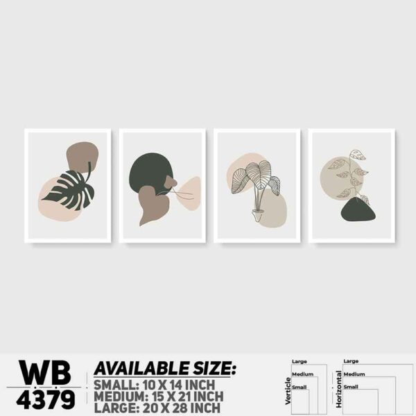 DDecorator Flower & Leaf Abstract Art (Set of 4) Wall Decoration And Home Decoration PVC Wall Board And Wall Canvas - WB4379