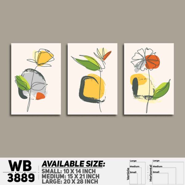 DDecorator Flower And Leaf ArtWork (Set of 3) Wall Decoration And Home Decoration PVC Wall Board And Wall Canvas - WB3889