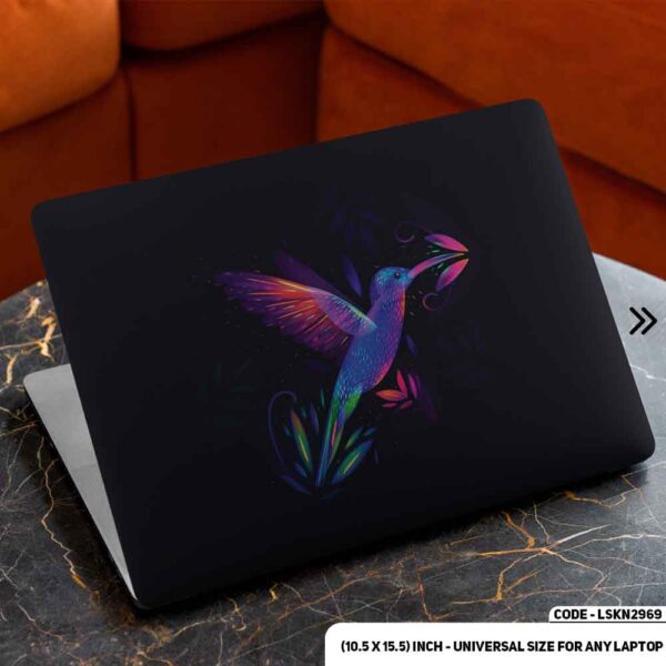 Neon Kingfisher In Black Background Matte Finished Removable Waterproof Laptop Sticker & Laptop Skin (Including FREE Accessories) - LSKN2969 - DDecorator
