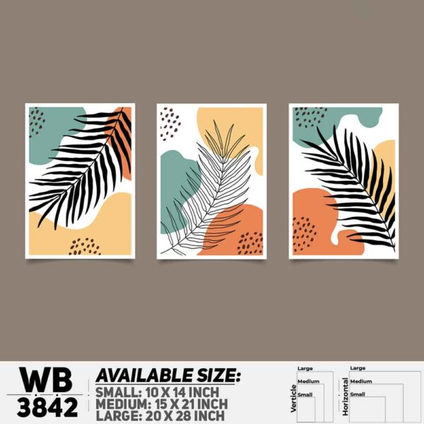 DDecorator Flower And Leaf ArtWork (Set of 3) Wall Decoration And Home Decoration PVC Wall Board And Wall Canvas - WB3842