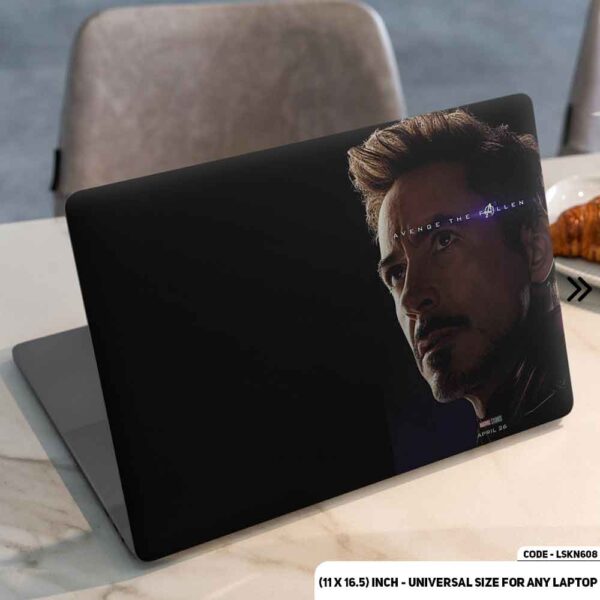 Tony Stark Or Iron Man Looking Away Matte Finished Removable Waterproof Laptop Sticker & Laptop Skin (Including FREE Accessories) - LSKN608 - DDecorator