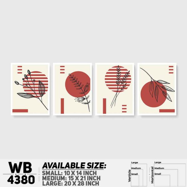 DDecorator Flower & Leaf Abstract Art (Set of 4) Wall Decoration And Home Decoration PVC Wall Board And Wall Canvas - WB4380