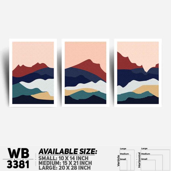DDecorator Landscape Horizon Art (Set of 3) Wall Decoration And Home Decoration PVC Wall Board And Wall Canvas - WB3381