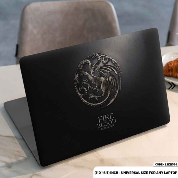 Game Of Thornes  Dragons Logo Matte Finished Removable Waterproof Laptop Sticker & Laptop Skin (Including FREE Accessories) - LSKN564 - DDecorator