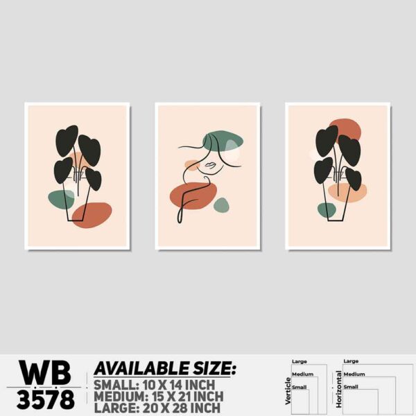 DDecorator Flower And Leaf ArtWork (Set of 3) Wall Decoration And Home Decoration PVC Wall Board And Wall Canvas - WB3578
