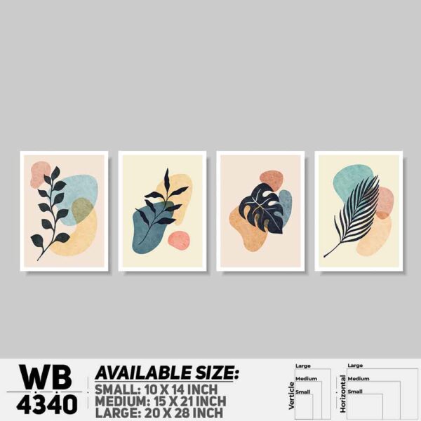 DDecorator Flower & Leaf Abstract Art (Set of 4) Wall Decoration And Home Decoration PVC Wall Board And Wall Canvas - WB4340