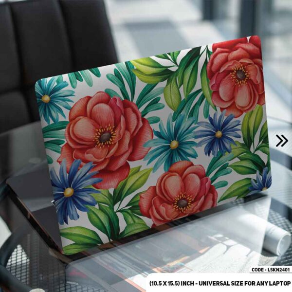 Flower Pattern Floral Design Matte Finished Removable Waterproof Laptop Sticker & Laptop Skin (Including FREE Accessories) - LSKN2401 - DDecorator