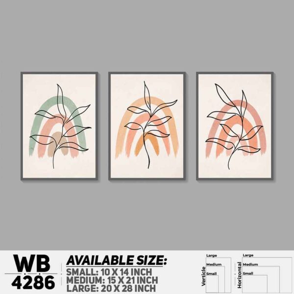DDecorator Leaf With Abstract Art (Set of 3) Wall Decoration And Home Decoration PVC Wall Board And Wall Canvas - WB4286