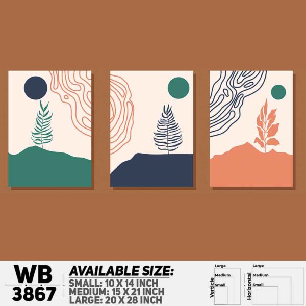 DDecorator Landscape Horizon Art (Set of 3) Wall Decoration And Home Decoration PVC Wall Board And Wall Canvas - WB3867